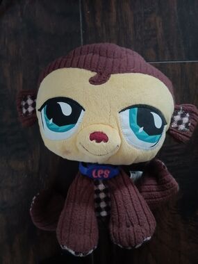 Littlest Pet Shop Brown Corduroy Monkey with Blue Eye Accent